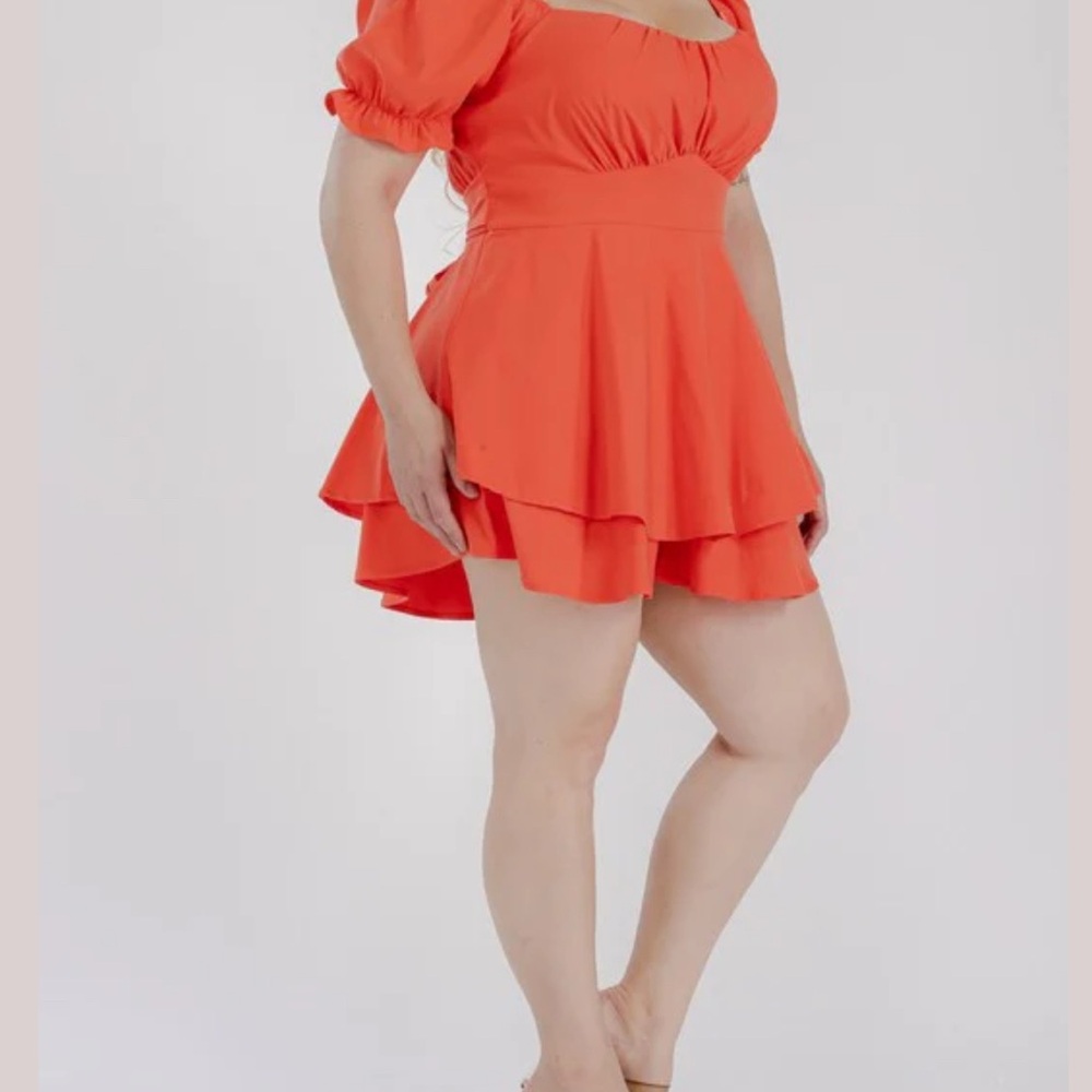 Elegant Orange Women's Romper Dress